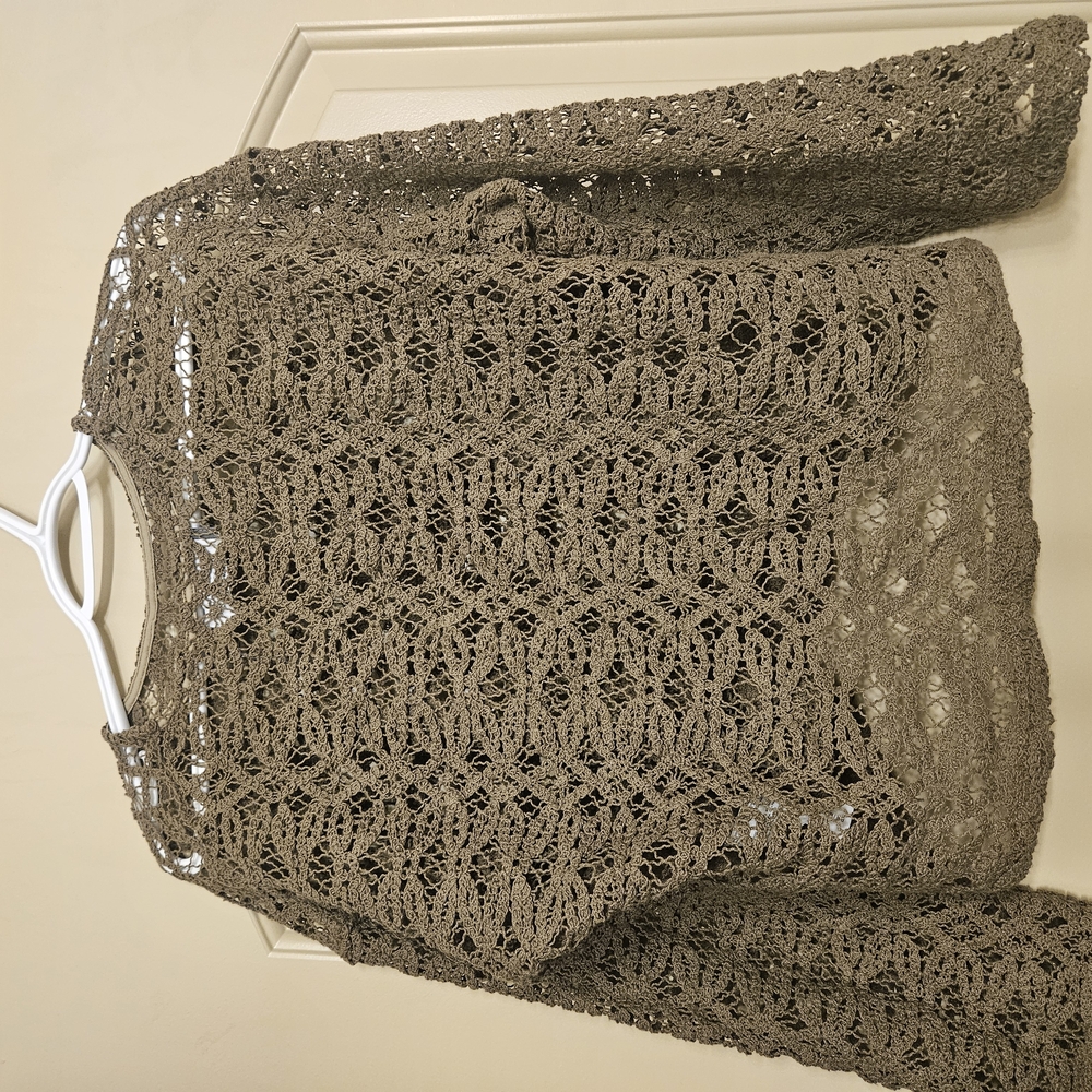 Brown Crochet Knit Sweater